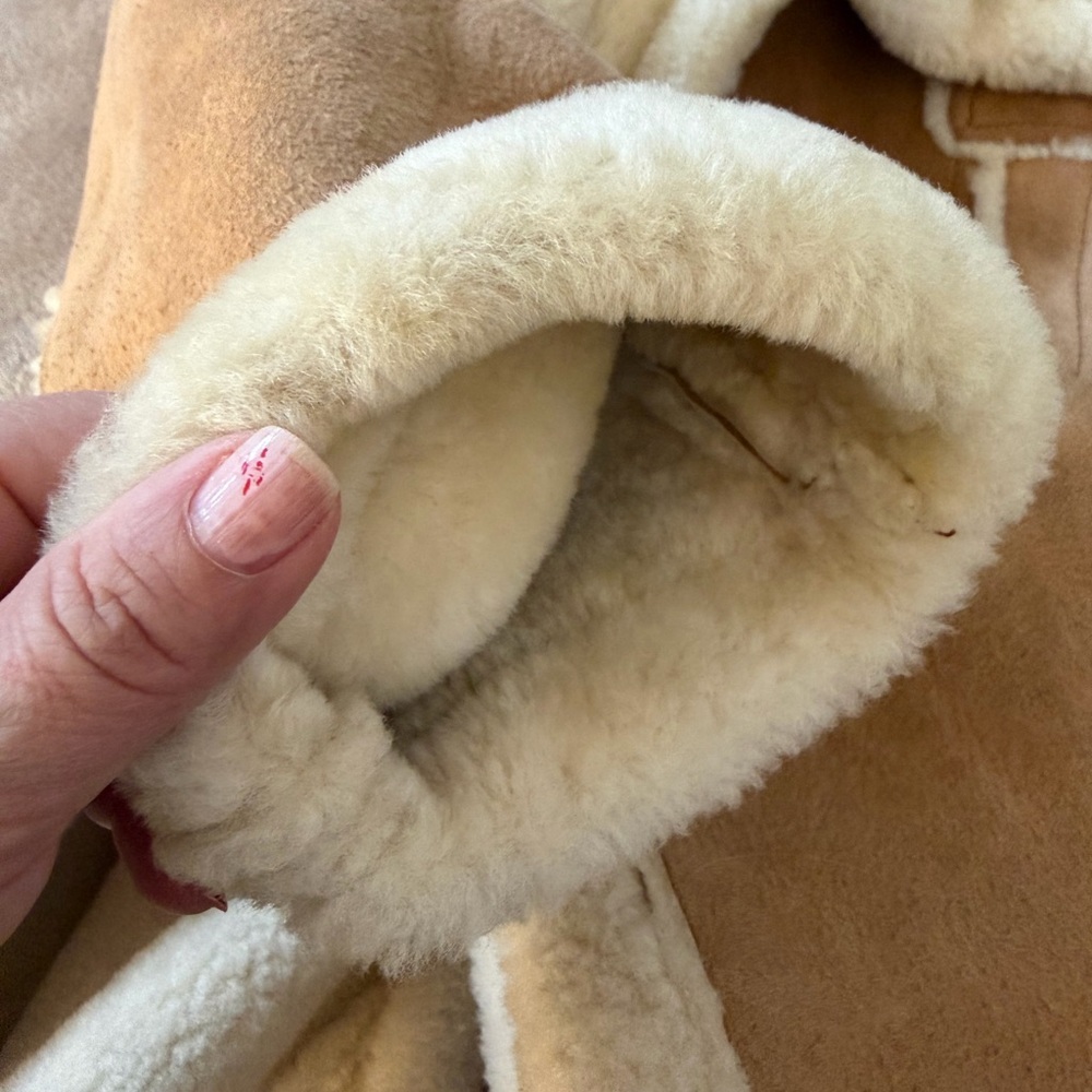 Source Unknown Camel Leather Jacket With Ivory De… - image 4